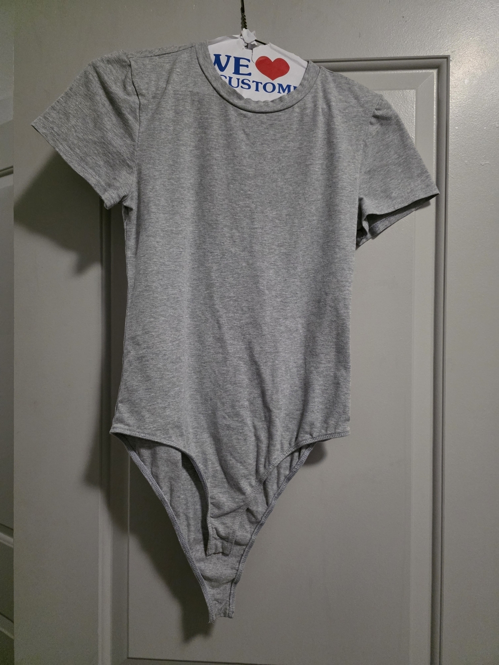 Fashion Nova Heather Gray Short Sleeve Bodysuit
